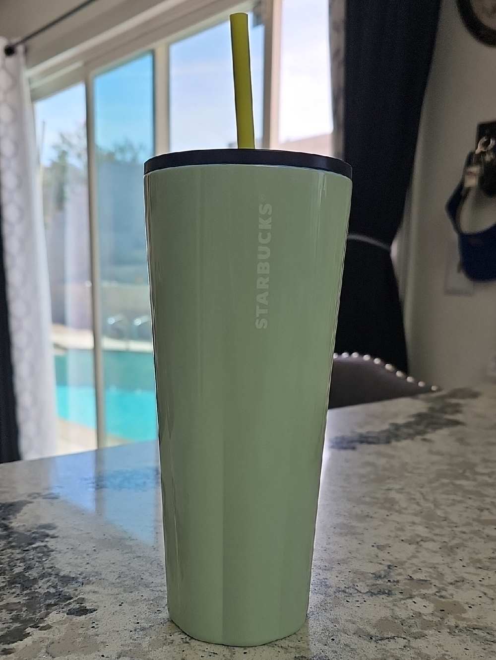 Starbucks Mint Green Tumbler with Yellow Straw